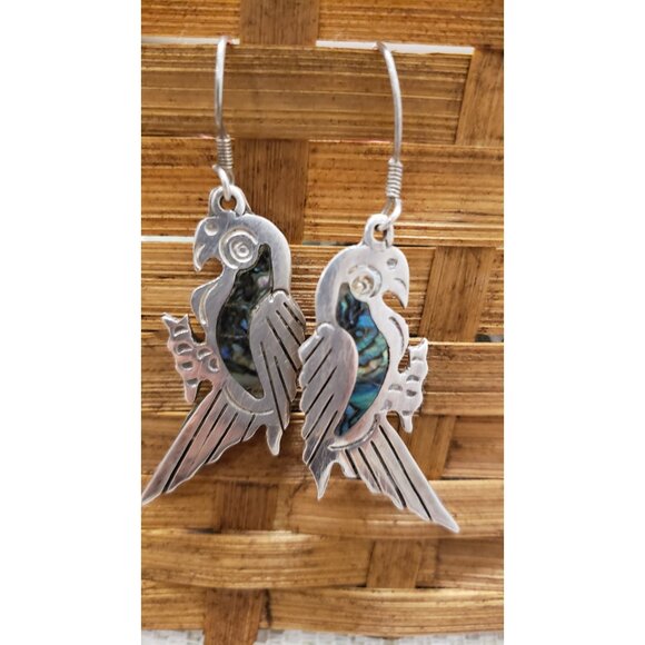 Silver Parrot Earrings Vintage Silver Mexican 925 - Picture 7 of 10